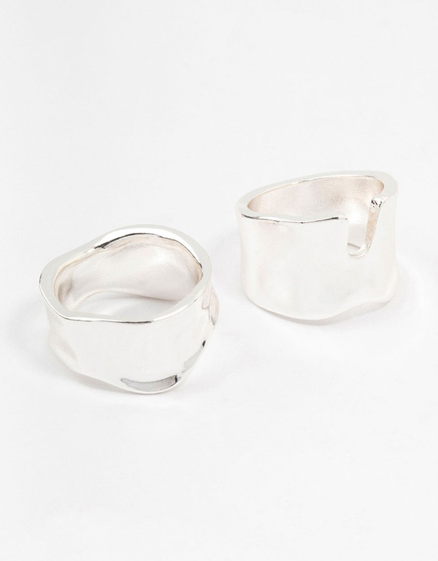 Lovisa - Silver Plated Large Molten Rings 2-Pack