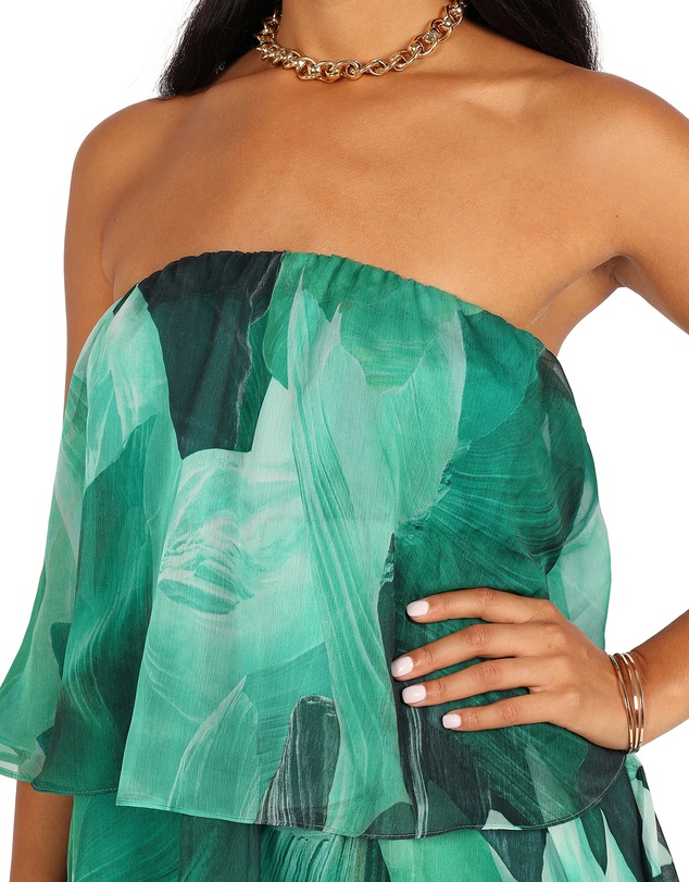 Petal & Pup - Bloom Strapless Maxi Dress - Green Floral