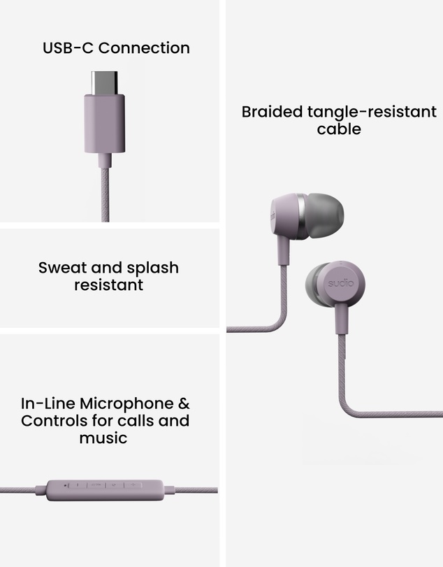Sudio - V3 Pro - USB-C Tangle-Free Universal Wired Earbuds