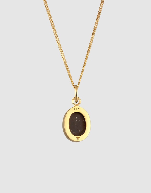 Elli Jewelry - Necklace Onyx 925 Sterling Silver Gold-Plated