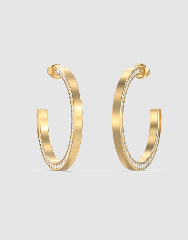 GUESS - GUESS Ladies Gold-Tone 40mm Crystals Hoops