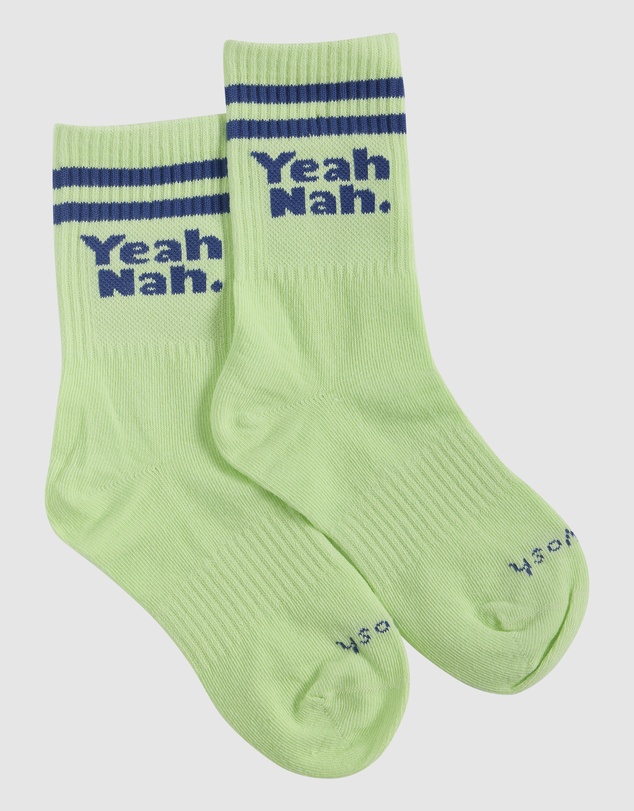 Skwosh - Yeah Nah Kids Socks in Lime