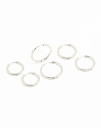 Lovisa - Waterproof Stainless Steel Thin Hoop Earrings 3-Pack