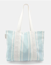 Morgan & Taylor - Breeze Beach Tote Bag in Blue and White Stripe
