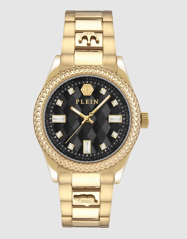 Philipp Plein - Queen 38mm Black Dial and Gold-tone bracelet