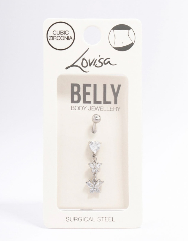 Lovisa - Surgical Steel Heart Butterfly Drop Belly Piercing
