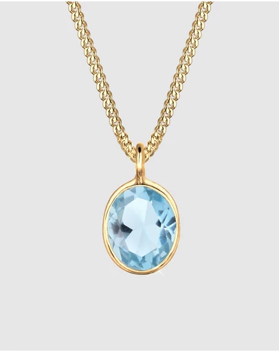 Elli Jewelry - Topaz Pendant Necklace in Gold-Plated 925 Silver