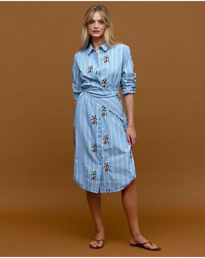 Blue Stripe Embroidery