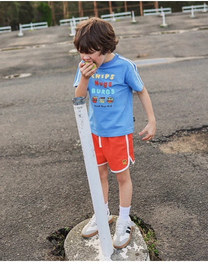 Rock Your Kid - Retro Jogger Shorts in Fiery Red