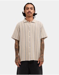 RVCA - Mens Vacancy Stripe Short Sleeve Shirt