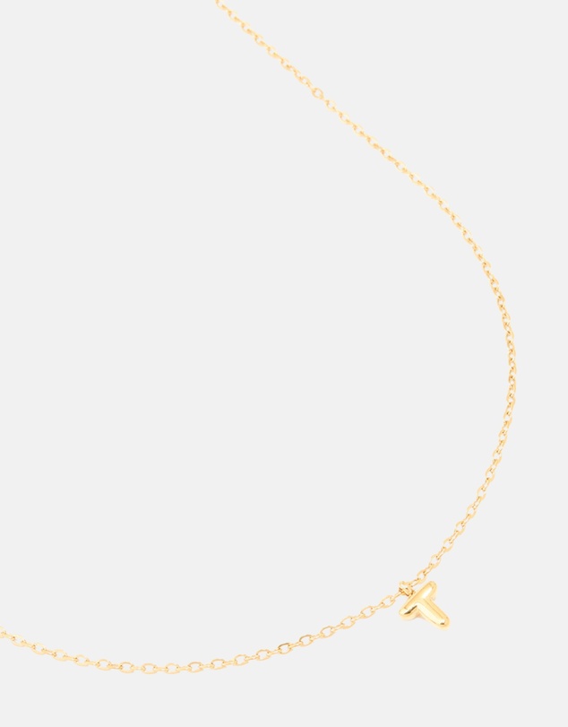Lovisa - Waterproof Gold Plated Stainless Steel Mini Bubble Letter T Necklace