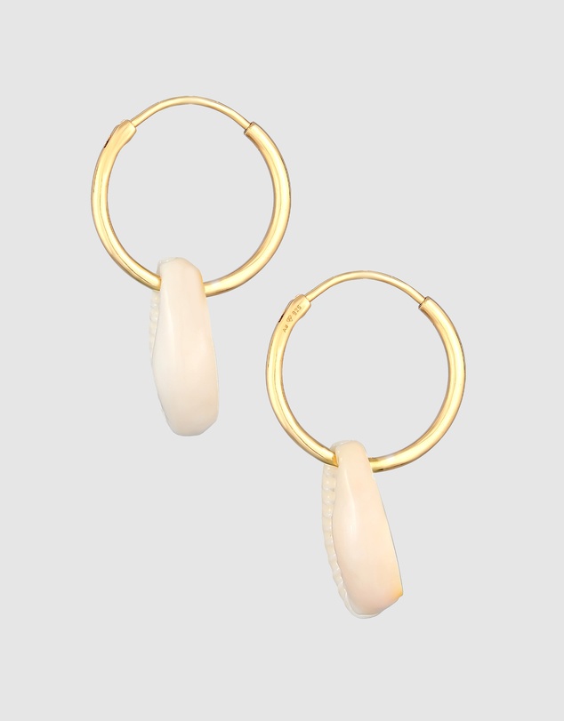 Elli Jewelry - Cowrie Shell Hoop Earrings in Gold-Plated 925 Silver