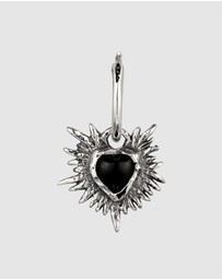 Haze & Glory - ICONIC EXCLUSIVE - Flaming Heart Charm Earring in Oxidized 925 Silver