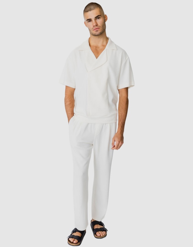 Justin Cassin - Henrik Ribbed Short Sleeve Tie Shirt