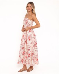 Petal & Pup - Avania Strapless Midi Dress - Red Floral