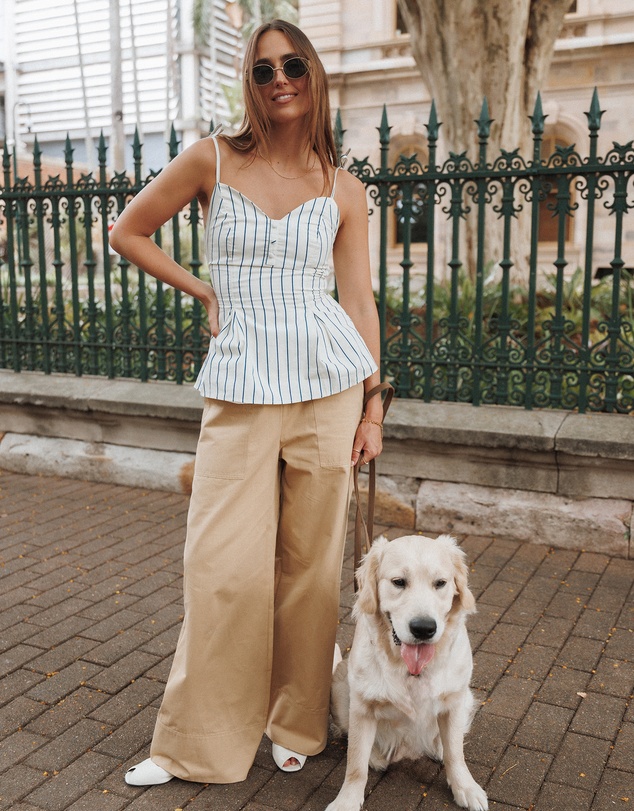 Petal & Pup - Mia Wide Leg Cropped Pant - Taupe