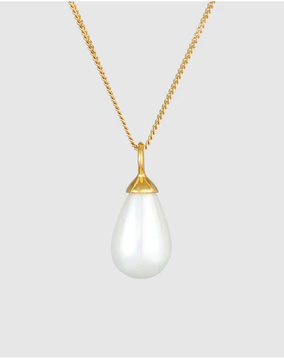 Elli Jewelry - Shell Pearl Long Necklace in Gold-Plated 925 Silver