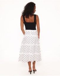 Petal & Pup - Lucia Tiered Midi Skirt - White Polka Dot