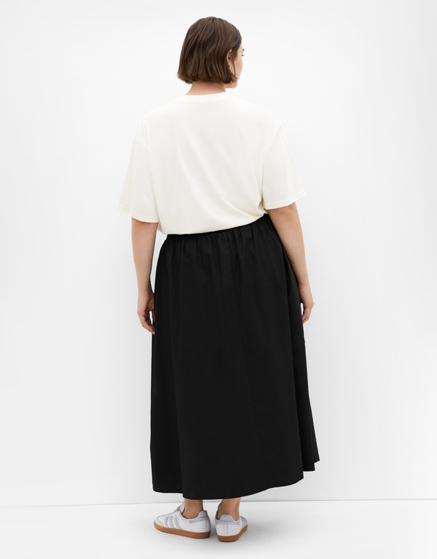 City Chic - Plus size Maci Cotton Midi Skirt - black