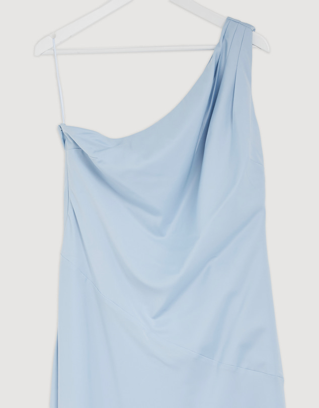 Revibe - Repaired CHANCERY Hallie Satin One Shoulder Drape Maxi Dress - AU 16