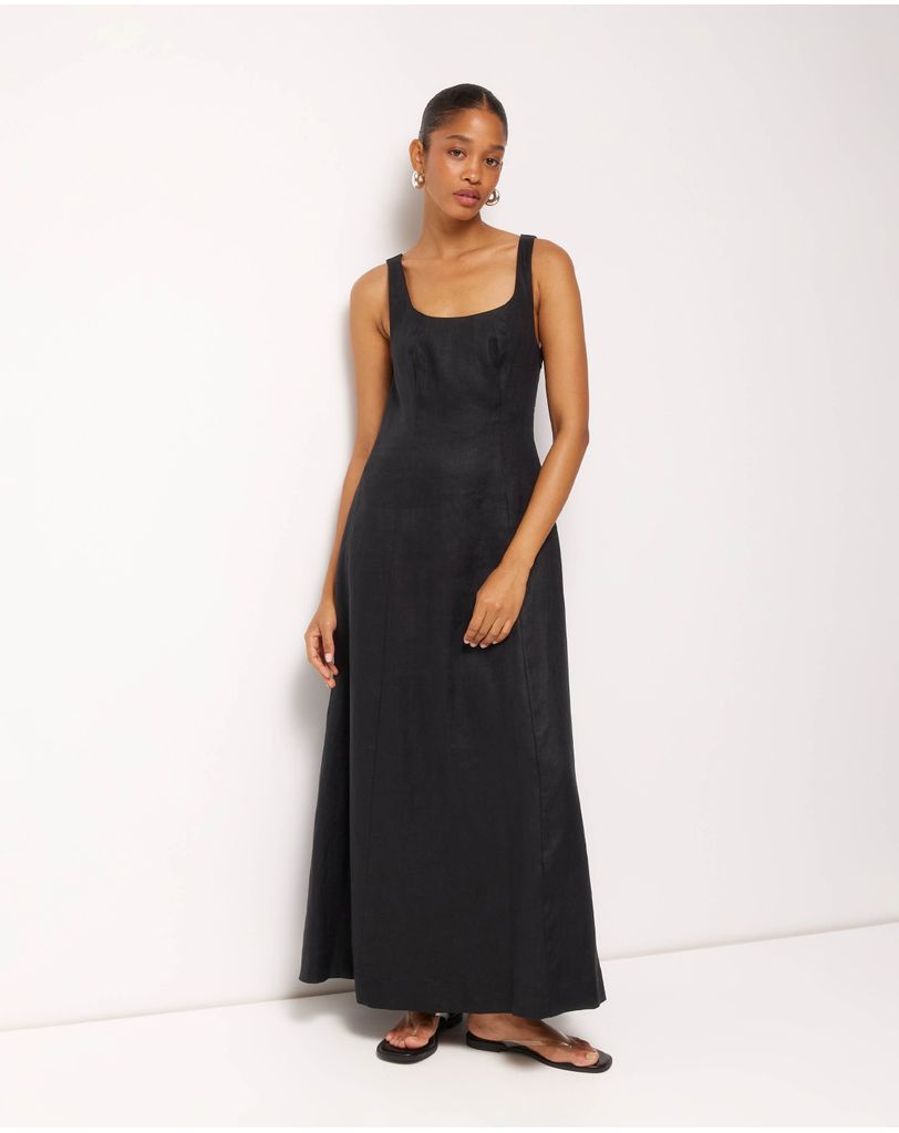 black linen maxi dress australia Black Linen Sleeveless Maxi Dress LILOU / OFFON CLOTHING