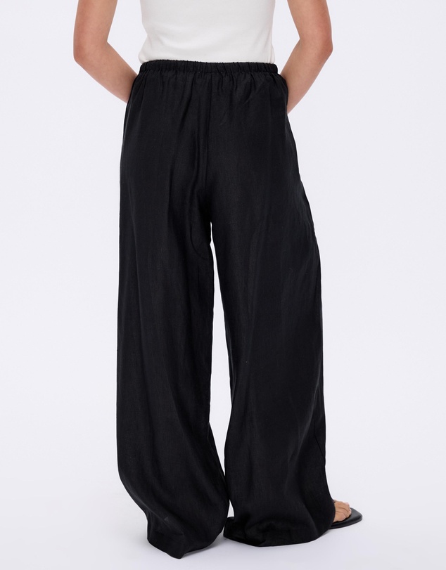 Minima Esenciales - Saffi Mid Rise Wide Leg Linen Pants