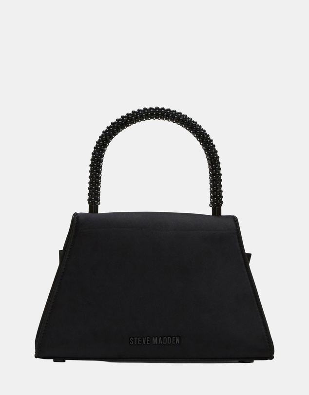 Steve Madden - BCosette Black Satin Top Handle Bag