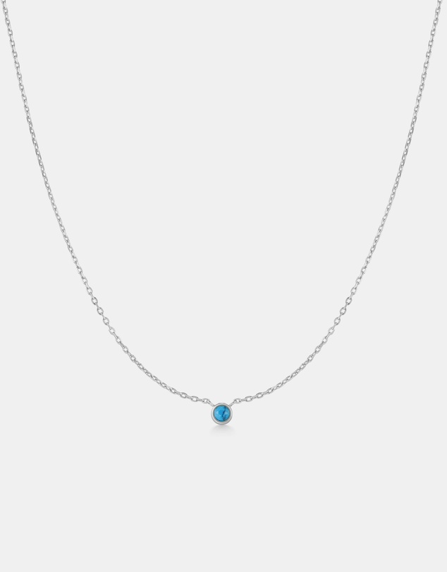 Ania Haie - Silver Bezel-Set Lab-Created Turquoise Solitaire Necklace