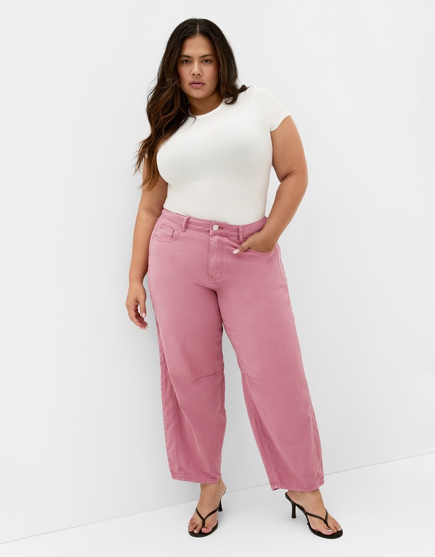 City Chic - Plus size Harley Fit Cassie Barrel Leg Jean - dusty pink