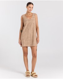 Poolside Paradiso - Mai Tai V Tunic Towelling Dress - Almond