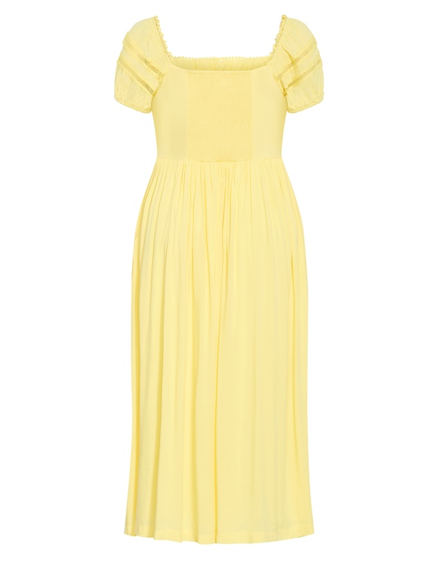 City Chic - Abbie Lace Trim Maxi Dress - lemon