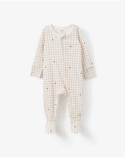 Cotton On Kids - Littlie Organic Long Sleeve Zip Romper