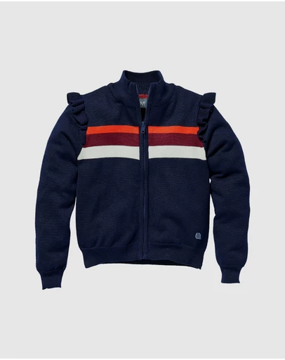 Quapi - Keona Zip Cardigan with Ruffles - Kids-Teens