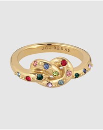 Elli Jewelry - Ring Crystal Curl Symbol 925 Sterling Silver Gold-Plated