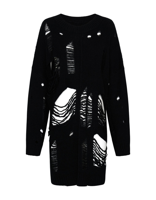 ONE TEASPOON - Black Hercules Shredded Sweater