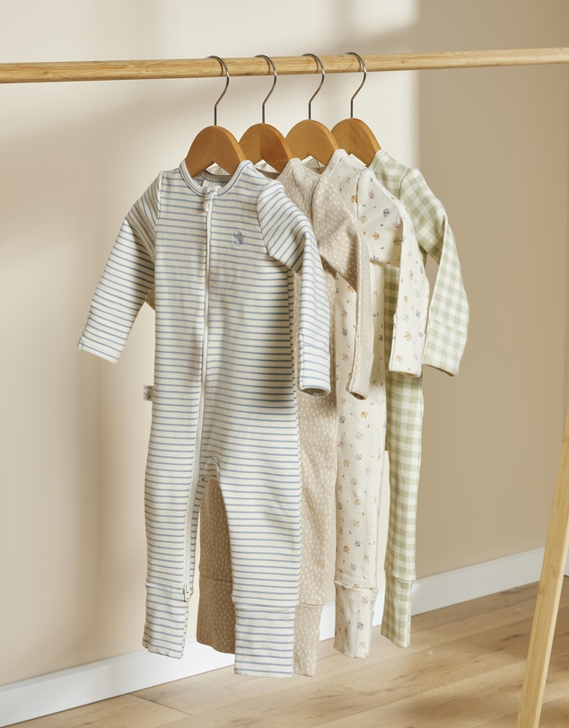 Grow Kindly - Light Zippee Baby Romper in Dusk Blue Stripe (0.2 TOG)
