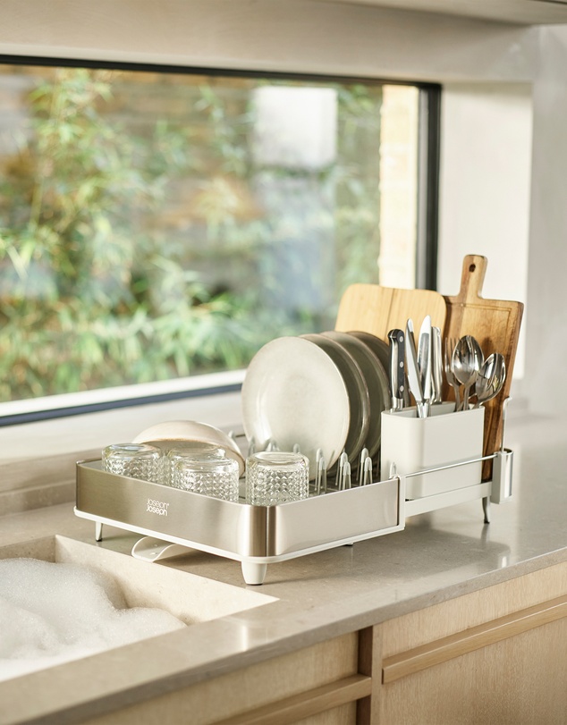 Joseph Joseph - Extend™ Steel Expandable Dish Rack with Draining Spout (Stone)