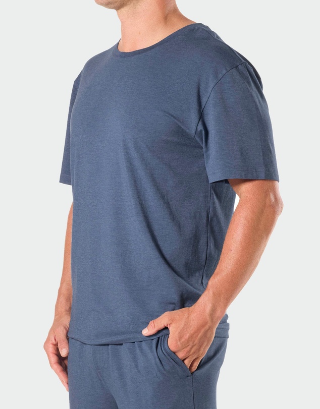 Mitch Dowd - Mens Soft Bamboo Crew Neck Sleep Tee - Blue Marle