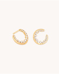 Astrid & Miyu - Spiral Crystal 18ct Gold Plated Hoops