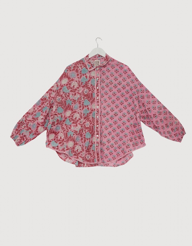 Revibe - Repaired KINGA CSILLA Kamala Block Print Chalm Shirt - AU 6