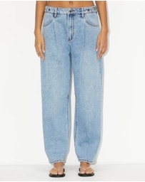 Dazie - Over You Mid Rise Adjustable Waistband Barrel Leg Jeans