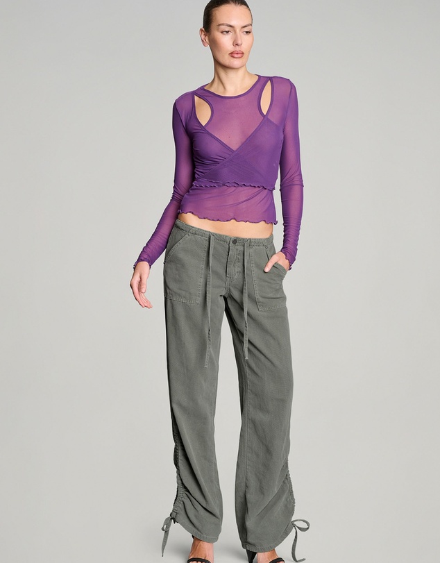 Love and Nostalgia - Wrap It Up Mesh Top - Mulberry