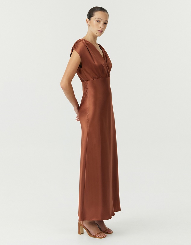 Third Form - Satin Cross Over Gather Dress