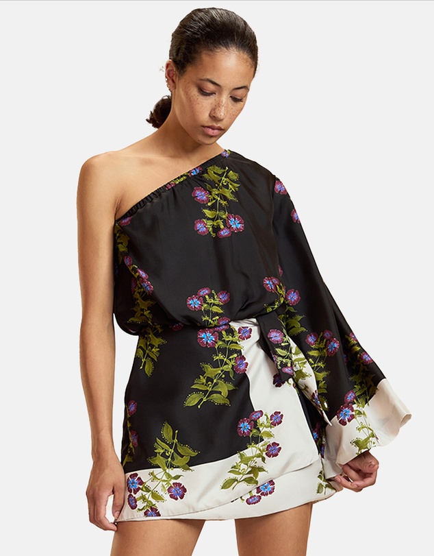 Cynthia Rowley - One Shoulder Mini Silk Dress