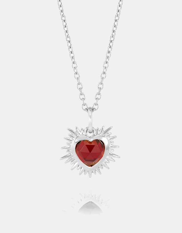 Rachel Jackson - Electric Love January Birthstone Heart Necklace Silver