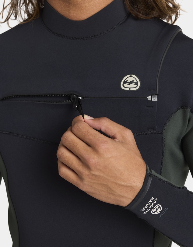 Billabong - Mens 3/2Mm Absolute Natural Chest Zip Wetsuit