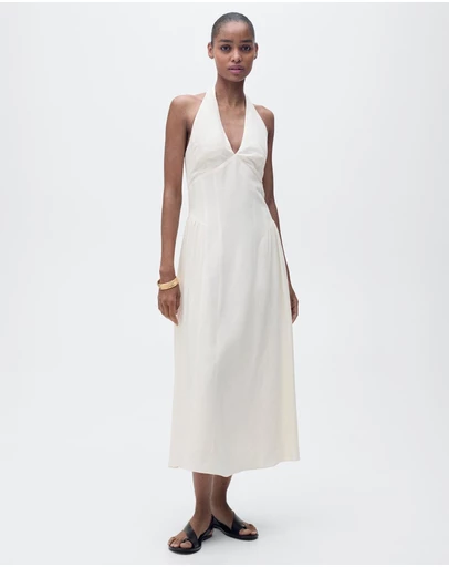 M.N.G - Valentin Halter-Neck Linen Dress