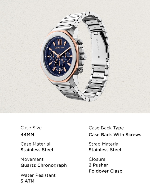 Michael Kors - Prescott Silver Tone Chronograph Watch