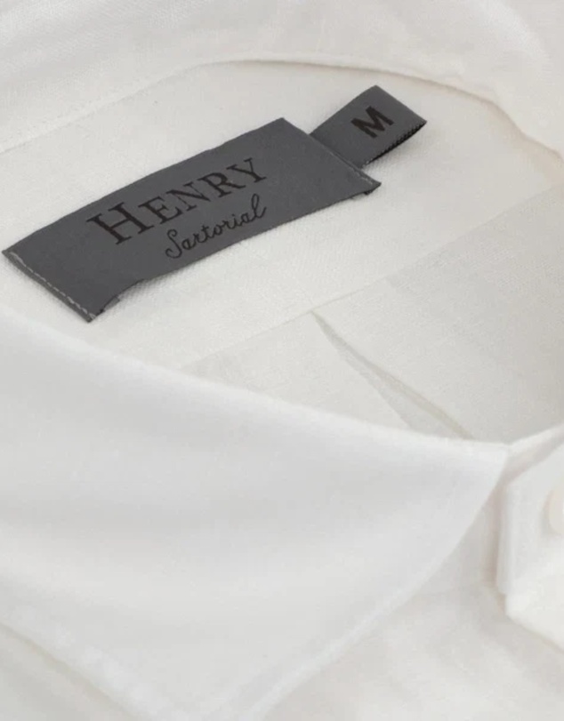 Henry Bucks - HENRY SARTORIAL Linen Classic Fit Shirt WHITE