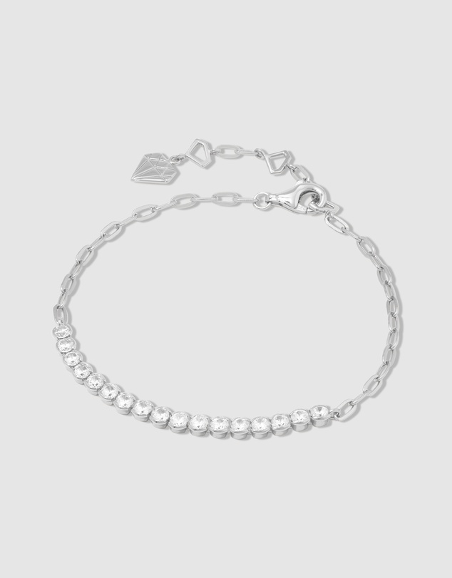 Wanderlust + Co - Pave 925 Sterling Silver Bezel Tennis Chain Bracelet